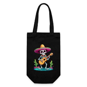 Mexican Mariachi Skeleton Guitarist Fiesta - Gift Bag for Bottles - black - Front