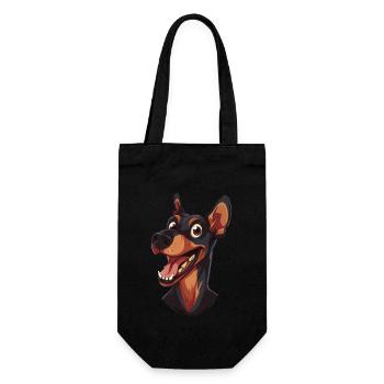Pinscher | German Pinscher | Cartoon Artwork - Geschenkbeutel für Flaschen - Schwarz - Vorne