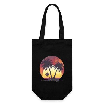 Coucher de soleil tropical et palmiers - Sac à bouteille - noir - Devant