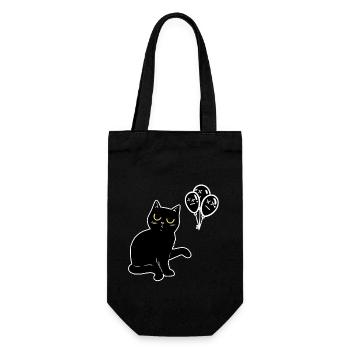 Schwarzer Kater Katze Halloween Luftballons - Geschenkbeutel für Flaschen - Schwarz - Vorne