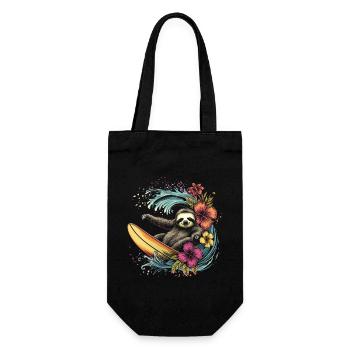 Surfer Sloth Vintage Hawaii Gift - Gift Bag for Bottles - black - Front