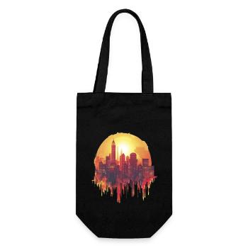 City skyline at sunset - Gift Bag for Bottles - black - Front