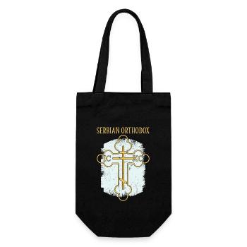 Serbien Belgrad Balkan Orthodox Flagge Kreuz - Geschenkbeutel für Flaschen - Schwarz - Vorne