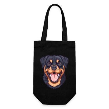 Rottweiler | Cartoon Artwork - Geschenkbeutel für Flaschen - Schwarz - Vorne