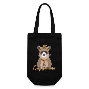 Capymama Lustige Capybara Mutter Wasserschwein - Geschenkbeutel für Flaschen - Schwarz - Vorne