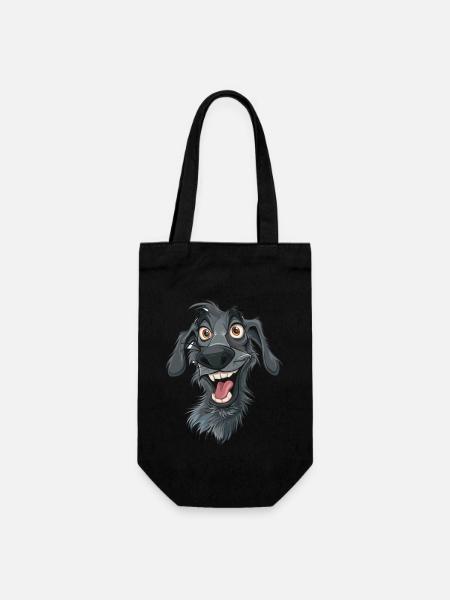 Scottish Deerhound Cartoon Artwork - Gift Bag for Bottles - black