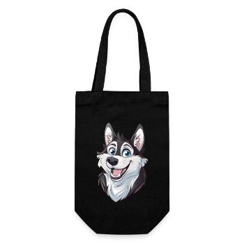 Husky de Sibérie | Illustration de dessin animé - Sac à bouteille - noir - Devant