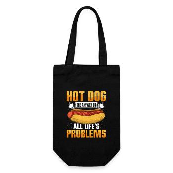 Hot Dog The Answer To All Life's Problems Wiener H - Geschenkbeutel für Flaschen - Schwarz - Vorne