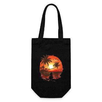 Tropischer Sonnenuntergang Mit Palmen - Geschenkbeutel für Flaschen - Schwarz - Vorne