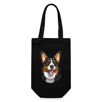 Welsh Corgi Cardigan | Cartoon Artwork - Gift Bag for Bottles - black - Front