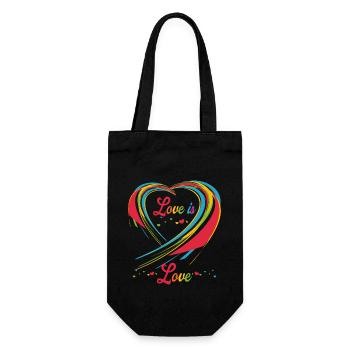 Love is Love LGBTQ LGBTQIA Pride Design Regenbogen - Geschenkbeutel für Flaschen - Schwarz - Vorne