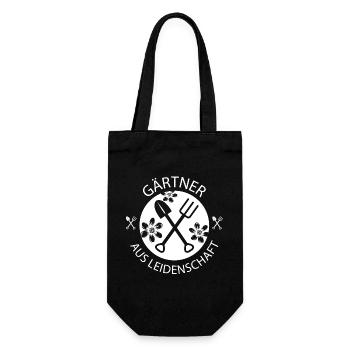 Gartenliebe Gärtner Leidenschaft Natur Blume Logo - Geschenkbeutel für Flaschen - Schwarz - Vorne