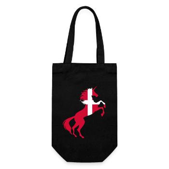 Einhorn Dänemark Flagge TShirt Magisches Einhorn Dänisch - Geschenkbeutel für Flaschen - Schwarz - Vorne