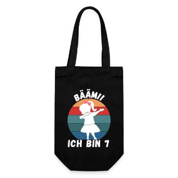 7. Geburtstag - BÄÄM, Mädchen mit DAB Tanz - Geschenkbeutel für Flaschen - Schwarz - Vorne