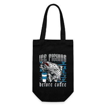 Ice Fishing Before Coffee Ice Fisher Coffee Lover - Gift Bag for Bottles - black - Front