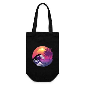 Ozean Meer Welle Sonnenuntergang Hintergrund - Geschenkbeutel für Flaschen - Schwarz - Vorne