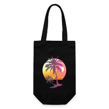 Océan Palmiers Vintage Rétro Coucher de soleil - Sac à bouteille - noir - Devant