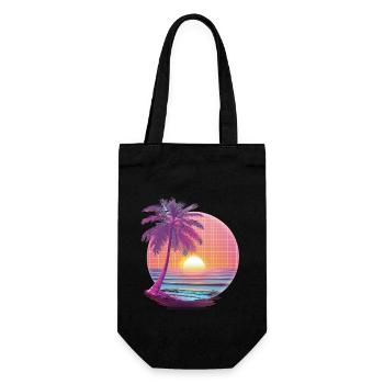 Océan Palmiers Vintage Rétro Coucher de soleil - Sac à bouteille - noir - Devant