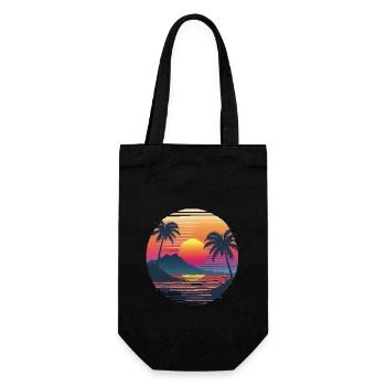 Océan Palmiers Vintage Rétro Coucher de soleil - Sac à bouteille - noir - Devant