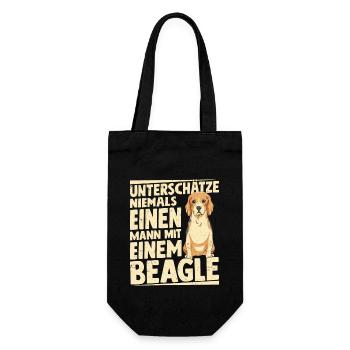 Never underestimate a man with a beagle - Gift Bag for Bottles - black - Front