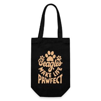 Beagles Make Life Pawfect Dog Dad Puppy Mom - Gift Bag for Bottles - black - Front