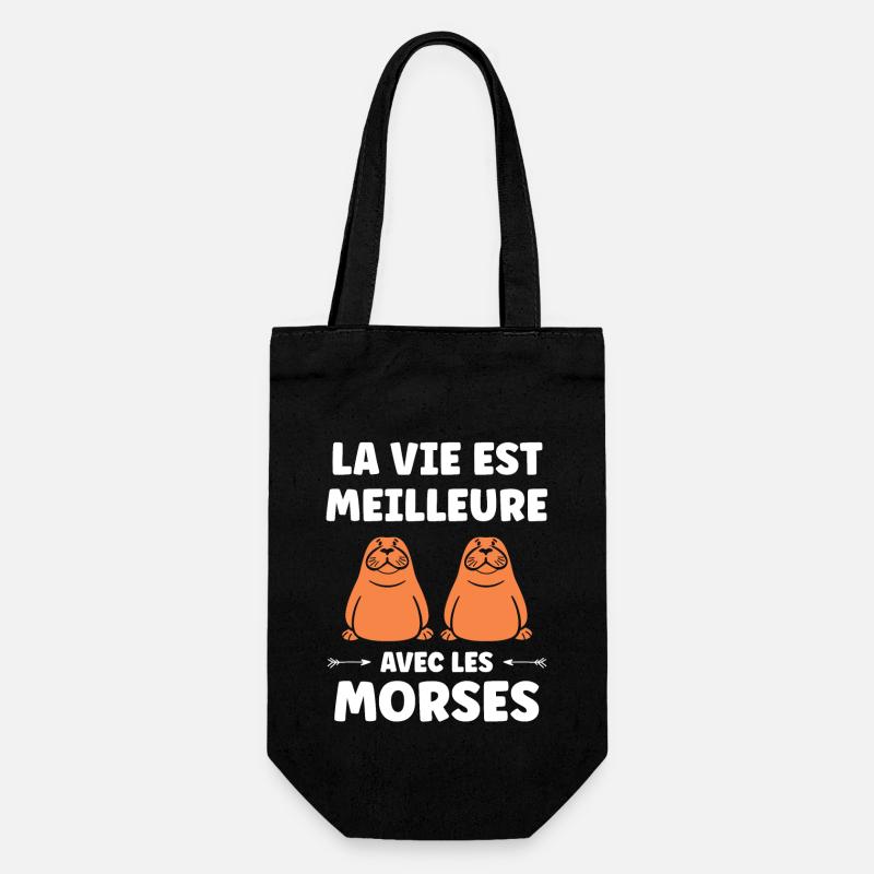 Animal humour Morse - Sac à bouteille - noir