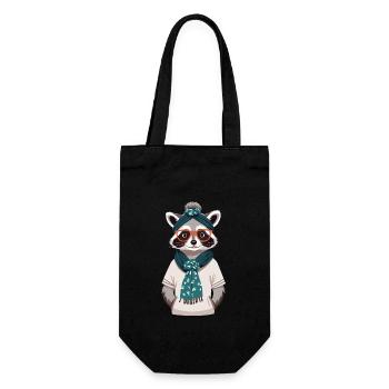 Maman raton laveur amant raton laveur fête des mères - Sac à bouteille - noir - Devant