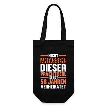 Ehe Engelshochzeit 58 Jahre Verheiratet Hochzeitst - Geschenkbeutel für Flaschen - Schwarz - Vorne