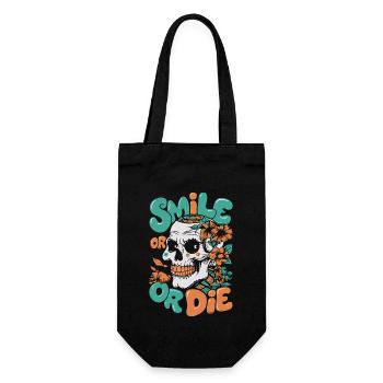 SMILE OR DIE - Gift Bag for Bottles - black - Front