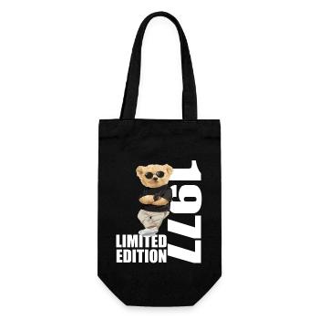Limited Edition 1977 Bär Bären Geburtstag 1977 - Geschenkbeutel für Flaschen - Schwarz - Vorne