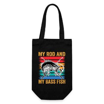 Meine Rute und mein Barschfisch - Geschenkbeutel für Flaschen - Schwarz - Vorne