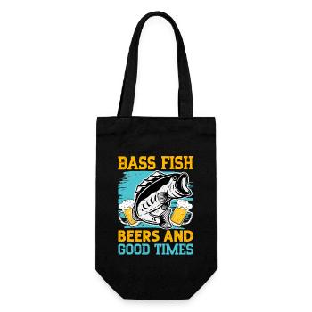 Barsch, Fisch, Bier und gute Zeiten - Geschenkbeutel für Flaschen - Schwarz - Vorne