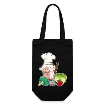 Porc, Légumes, Végétarien, Cuisinier, Porcelet - Sac à bouteille - noir - Devant