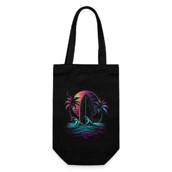 Surfing Retro Vintage Surfer Gift - Gift Bag for Bottles - black - Front