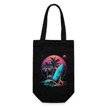 Surfing Retro Wave Surfer Gift - Gift Bag for Bottles - black - Front