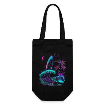Surfing Retro Wave Surfer Gift - Gift Bag for Bottles - black - Front