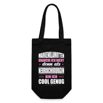 Markenklamotten Brauche Ich Nicht Neurochirurgin - Geschenkbeutel für Flaschen - Schwarz - Vorne