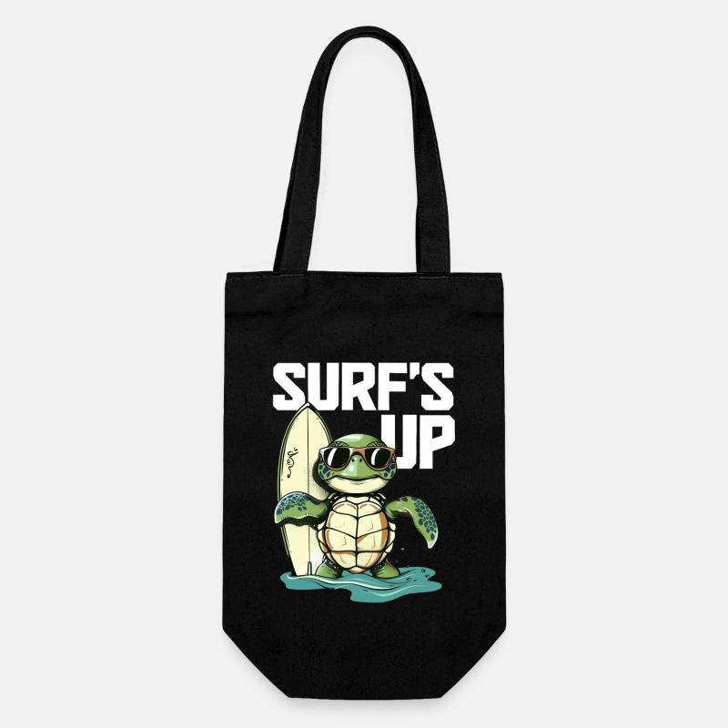Surfen Schildkröte Surfer Geschenk - Geschenkbeutel für Flaschen - Schwarz