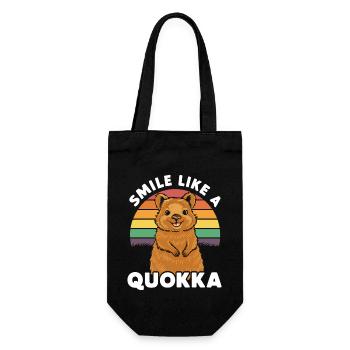 Lustiges Quokka Australien Tierlächeln wie ein Quokka - Geschenkbeutel für Flaschen - Schwarz - Vorne