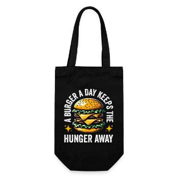 Ein Burger am Tag hält den Hunger lustig - Geschenkbeutel für Flaschen - Schwarz - Vorne