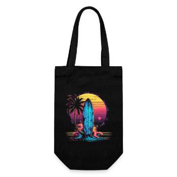 Surfing Retro Wave Surfer Gift - Gift Bag for Bottles - black - Front