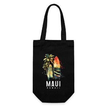 Maui Hawaii Surfen Surfer Geschenk - Geschenkbeutel für Flaschen - Schwarz - Vorne