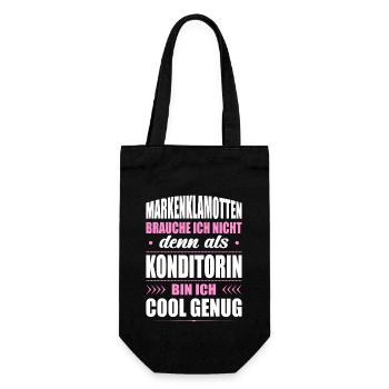 Markenklamotten Brauche Ich Nicht Konditorin - Geschenkbeutel für Flaschen - Schwarz - Vorne