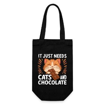 Chocolate Lover Cat Funny Saying Sweet Food - Gift Bag for Bottles - black - Front