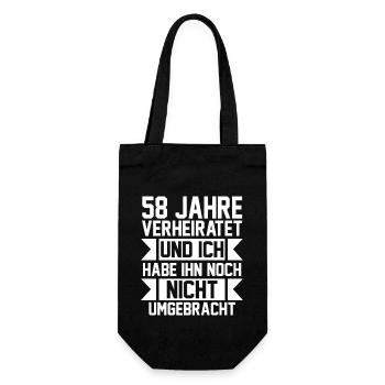 Ehe Engelshochzeit 58 Jahre Verheiratet Hochzeitst - Geschenkbeutel für Flaschen - Schwarz - Vorne