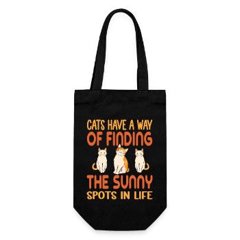 Cats Have A Way Of Finding The Sunny Spots In Life - Gift Bag for Bottles - black - Front