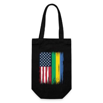 Gabonese Roots and Gabon American Flag - Gift Bag for Bottles - black - Front