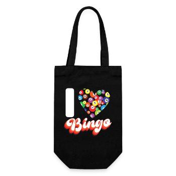 Bingo Player Heart I Love Bingo - Gift Bag for Bottles - black - Front
