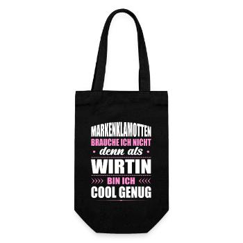 Markenklamotten Brauche Ich Nicht Wirtin - Geschenkbeutel für Flaschen - Schwarz - Vorne