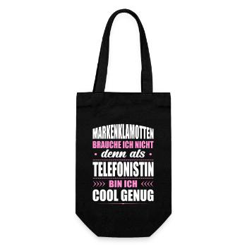 Markenklamotten Brauche Ich Nicht Telefonistin - Geschenkbeutel für Flaschen - Schwarz - Vorne